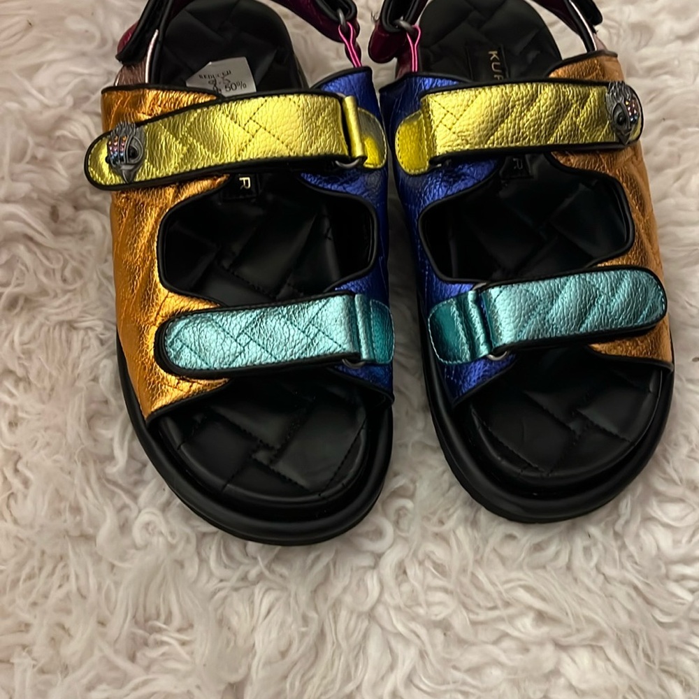 Kurt Geiger Gold and Blue Sandals Sporty Style - Picture 14 of 14
